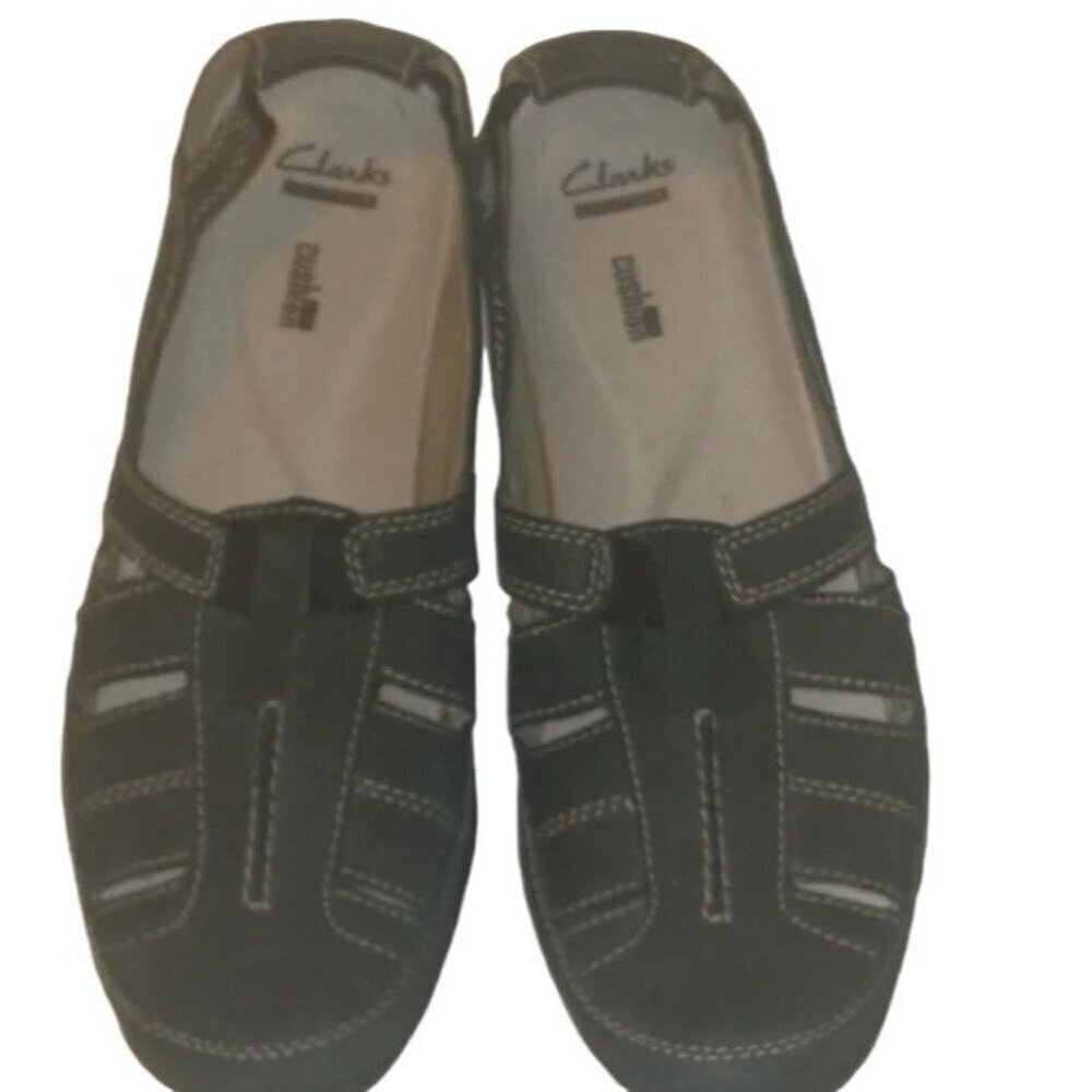 Clarks Gray Soft Cushion Nubuck Leather Flats